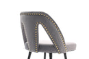 Akoya Collection Modern Contemporary Velvet Upholstered Connor 28" Bar Stool & Counter Stools with Nailheads and Gold Tipped Black Metal Legs, Set of 2 (Gray)