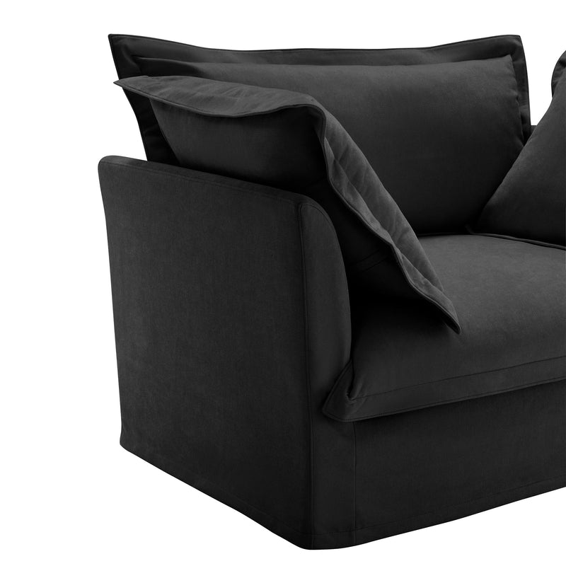 Slipcovered U Shape Sectional Deep Seat Sofa Couch, 3 Seater Sofa with French Edges Design Multiple Big Pillows, Modular Deep Seat Sectional Sofa Comfy Cloud Couch for Living Room, Apartment,Chenille