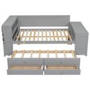 Daybed With Storage Shelves, Drawers, Trundle, Charging Station, LED Light, Desk And Cabinet