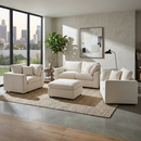 U-Style 4-Piece Sofa Set, 2 Accent Chairs + Loveseat + Movable Ottoman