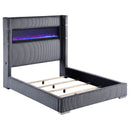 Tisdall Upholstered Queen Flame Visualizer Bed Grey
