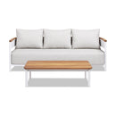 Rhodes 2pc Teak & Aluminum Outdoor Sofa and Coffee Table Set