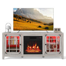 58" Fireplace TV Stand with LED Lights and 18" Electric Fireplace by LJGDeals