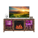 58" Fireplace TV Stand with LED Lights and 18" Electric Fireplace by LJGDeals