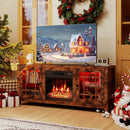 58" Fireplace TV Stand with LED Lights and 18" Electric Fireplace by LJGDeals