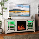 58" Fireplace TV Stand with LED Lights and 18" Electric Fireplace by LJGDeals