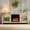 58" Fireplace TV Stand with LED Lights and 18" Electric Fireplace by LJGDeals