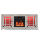 58" Fireplace TV Stand with LED Lights and 18" Electric Fireplace by LJGDeals