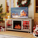 58" Fireplace TV Stand with LED Lights and 18" Electric Fireplace by LJGDeals
