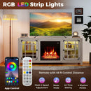 58" Fireplace TV Stand with LED Lights and 18" Electric Fireplace by LJGDeals