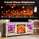 58" Fireplace TV Stand with LED Lights and 18" Electric Fireplace by LJGDeals