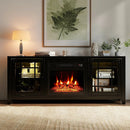 58" Fireplace TV Stand with LED Lights and 18" Electric Fireplace by LJGDeals
