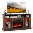58 Inch Fireplace TV Stand with LED Lights with Storage Cabinets and Glass Doors by LJGDeals
