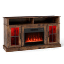 58 Inch Fireplace TV Stand with LED Lights with Storage Cabinets and Glass Doors by LJGDeals