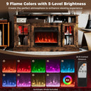 58 Inch Fireplace TV Stand with LED Lights with Storage Cabinets and Glass Doors by LJGDeals