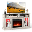 58 Inch Fireplace TV Stand with LED Lights with Storage Cabinets and Glass Doors by LJGDeals