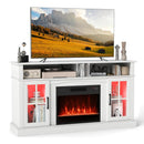 58 Inch Fireplace TV Stand with LED Lights with Storage Cabinets and Glass Doors by LJGDeals