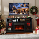 58 Inch Fireplace TV Stand with LED Lights with Storage Cabinets and Glass Doors by LJGDeals