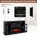 58 Inch Fireplace TV Stand with LED Lights with Storage Cabinets and Glass Doors by LJGDeals