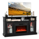 58 Inch Fireplace TV Stand with LED Lights with Storage Cabinets and Glass Doors by LJGDeals