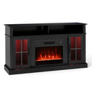 58 Inch Fireplace TV Stand with LED Lights with Storage Cabinets and Glass Doors by LJGDeals