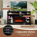 58 Inch Fireplace TV Stand with LED Lights with Storage Cabinets and Glass Doors by LJGDeals