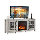 58 Inch Fireplace TV Stand with Adjustable Shelves for TVs up to 65 Inch-Natural by DirectDeals