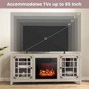 58 Inch Fireplace TV Stand with Adjustable Shelves for TVs up to 65 Inch-Natural by DirectDeals