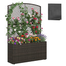 58 Inch Raised Garden Bed with Trellis and Wicker Planter Box by LJGDeals