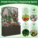 58 Inch Raised Garden Bed with Trellis and Wicker Planter Box by LJGDeals