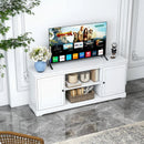 58 Inch TV Stand with 2 Cabinets and Adjustable Shelves for TVs up to 65 Inch-White by LJGDeals