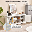 58 Inch TV Stand with 2 Cabinets and Adjustable Shelves for TVs up to 65 Inch-White by LJGDeals