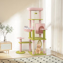 58 Inch Tall Multi-Level Cat Tree Aesthetic Floral Kitten Tower-Pink by LJGDeals