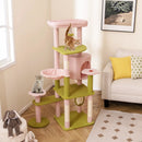 58 Inch Tall Multi-Level Cat Tree Aesthetic Floral Kitten Tower-Pink by LJGDeals