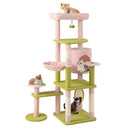58 Inch Tall Multi-Level Cat Tree Aesthetic Floral Kitten Tower-Pink by LJGDeals