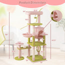 58 Inch Tall Multi-Level Cat Tree Aesthetic Floral Kitten Tower-Pink by LJGDeals