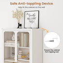 58 Inches Bookcase with Adjustable Shelves and Lockable Wheels-White