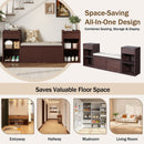 Entryway Storage Bench With Cushion, Drawers & Open Shelves by HouseOfZazla