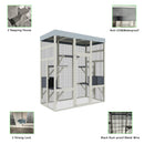 62.6' Gray Wooden Catio Outdoor Pet Enclosure with Waterproof Top, Spacious and Secure Cat House & Small Animal Cage, Black Rust-proof Metal Wire