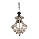 Farmhouse Chandeliar Distressed Pendant French Country Wood Chandelier For Living Room Foyer, Bulb Not Included - Antique Cream by HouseOfZazla