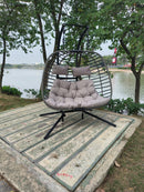 2 person wicker double swing chair with cushion grey