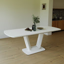 Modern Industrial Style Expandable Dining Table With U Shaped Legs - Antique Gray White by HouseOfZazla