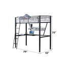 Senon - Twin Loft Bed With Desk - Silver & Black