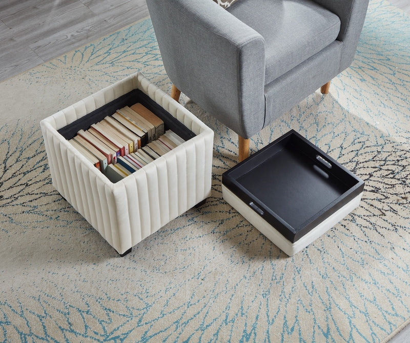 18 Inch Wide Contemporary Square CubeStorage Ottoman Bench, Storage Bench with coffee tray,coffee table for Living Room Ottoman foot rest for Bedroom End of Bed, BEIGE velvet fabric in modern SAWING