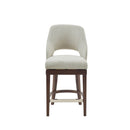 Counter Stool With Swivel Seat, Upholstery And Solid Wood Legs - Cream by HouseOfZazla