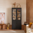 Mid Century Modern Style Tall Display Cabinet With Glass Doors For Collectibles - Black by Unique Piece Furniture