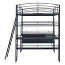 Loft Bed With 4 Layers Of Shelves And L-Shaped Desk, Stylish Metal Frame Bed With A Set Of Sockets, USB Ports And And Wireless Charging by HouseOfZazla