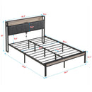 Modern Bed Frame With LED Lights, Upholstered Headboard, USB Charging by Unique Piece Furniture