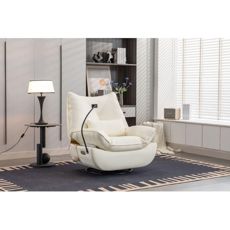 270 Swivel Glider Recliner Chair, Power Recliner Rocking Chair, USB Port Charge for Nursery Chair with Atmosphere Lamp for Living Room Bedroom Apartment