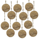 Wooden Hanging Circle With Snowflake Cut Christmas Ornaments (Set of 12)